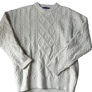 aelfric eden cable knit sweater cream fisherman size medium womens